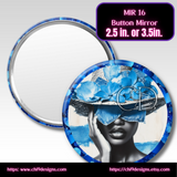 MIR16 – Blue Bloom Button Mirror (2.5 in. or 3.5 in.)