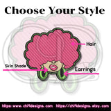 Customization options for Who Mad patch with choices for skin shade, hair color, and earring color.