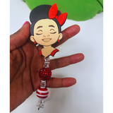 Girl Bow Badge Reel – Handmade Retractable ID Holder