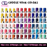 Thread color chart showing over 100 options to customize the Drama Queen patch.