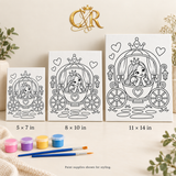 Princess Carriage Paintable Canvas – Caucasian Princess