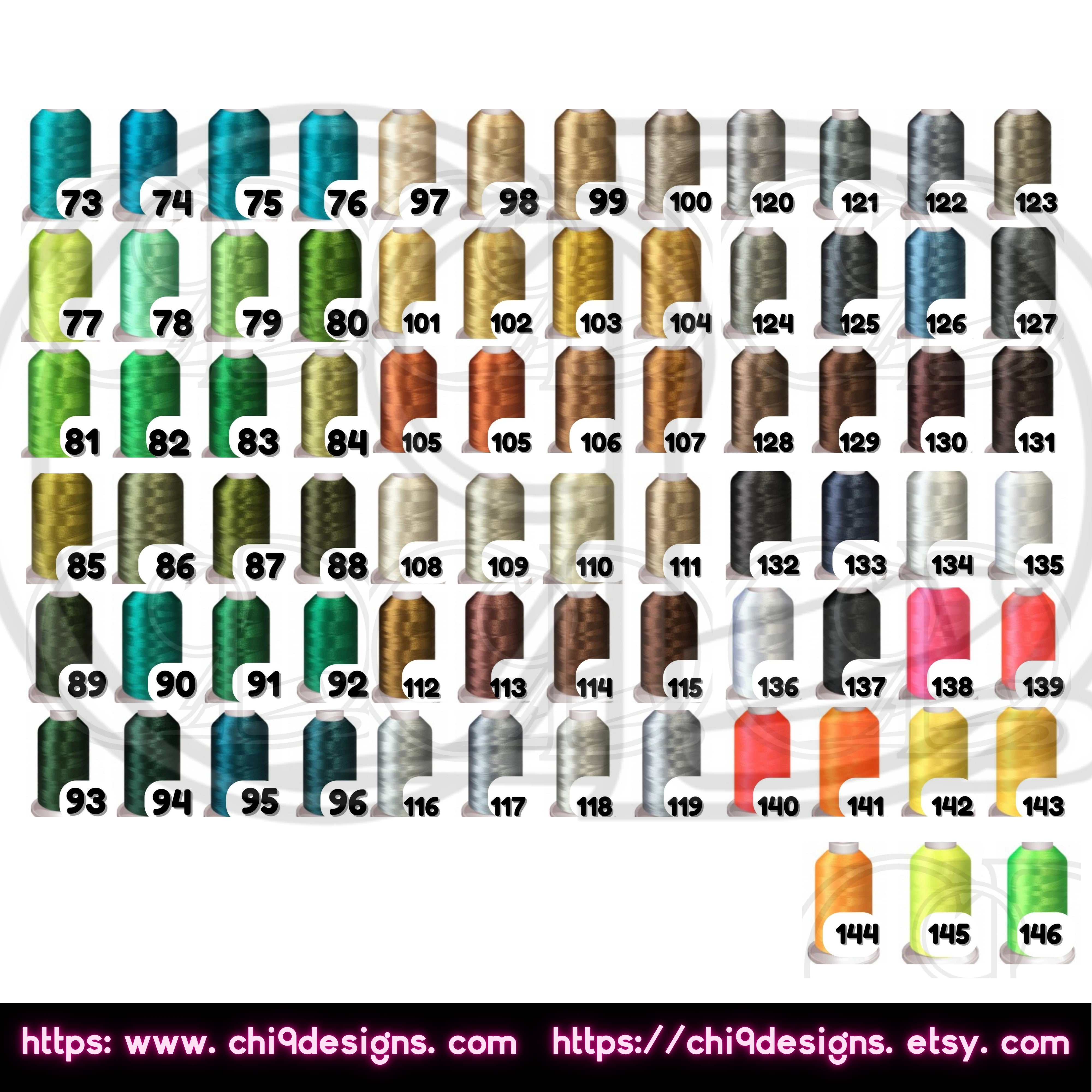 Color chart showing various thread colors for customizing Holiday Diva patches, including shades of yellow, orange, red, blue, purple, and pink.