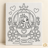 Princess Carriage Paintable Canvas – Caucasian Princess