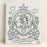 Princess Carriage Paintable Canvas Kit | Black Girl Princess