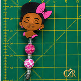 Girl Bow Badge Reel – Handmade Retractable ID Holder
