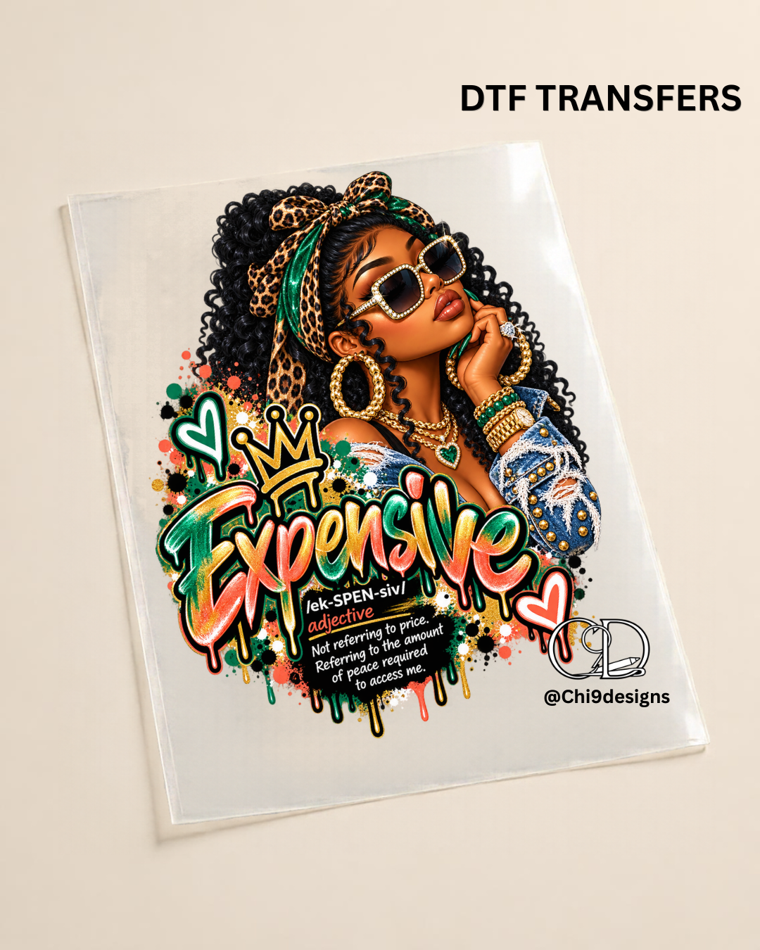 Expensive – Green & Orange DTF Heat Transfer