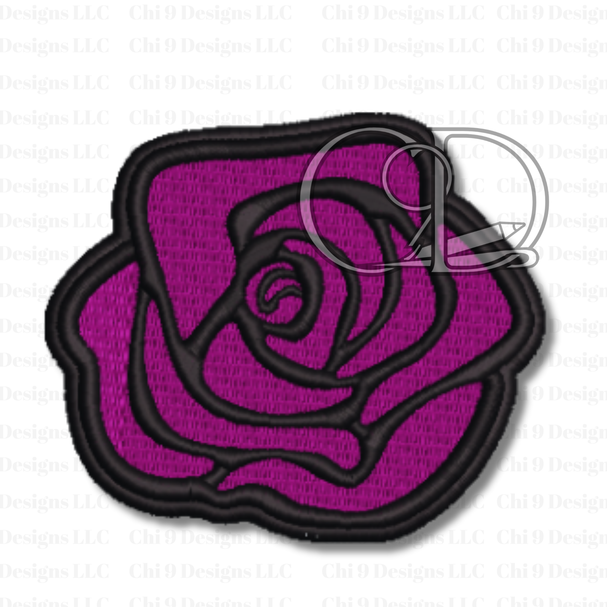 Keychain with a purple rose design on a white background