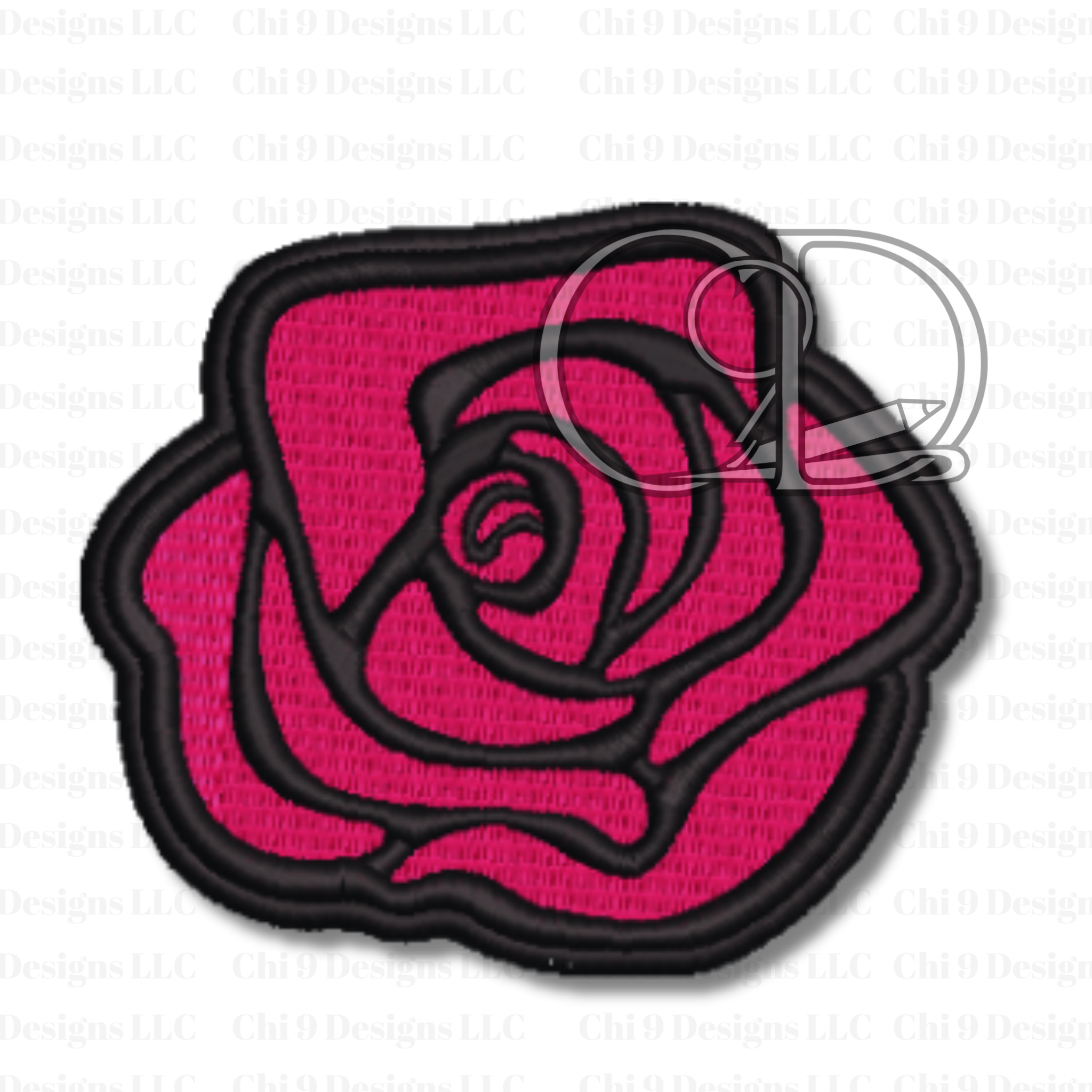 Keychain with pink rose design on a white background