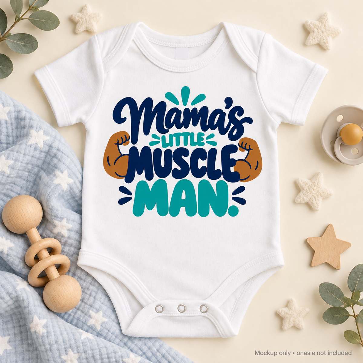 Mamas Little Muscle Man | Baby Onesie DTF Transfer