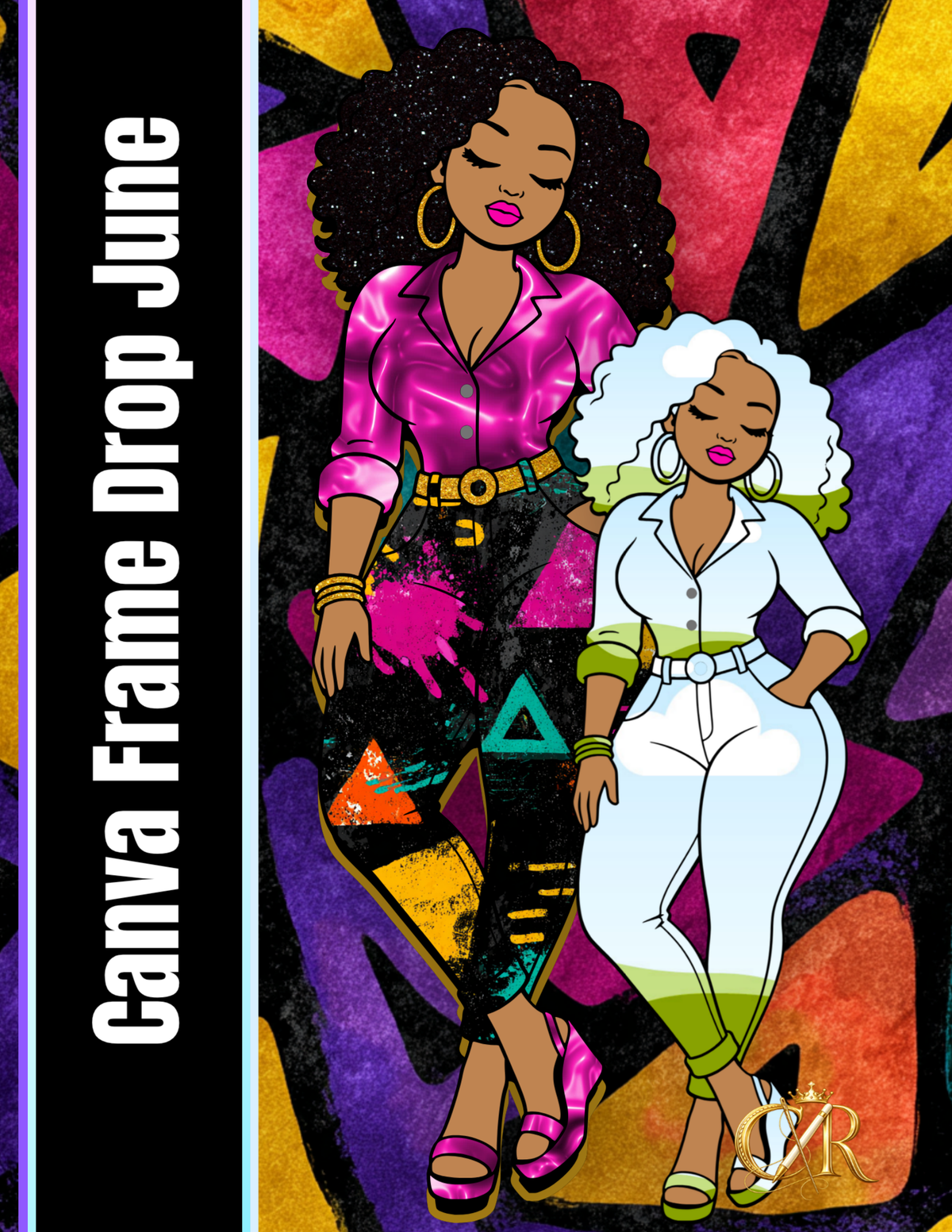 Color Pop Fashion Canva Frame | African American Canva Template | Digital Photo Frame | Editable Canva Design