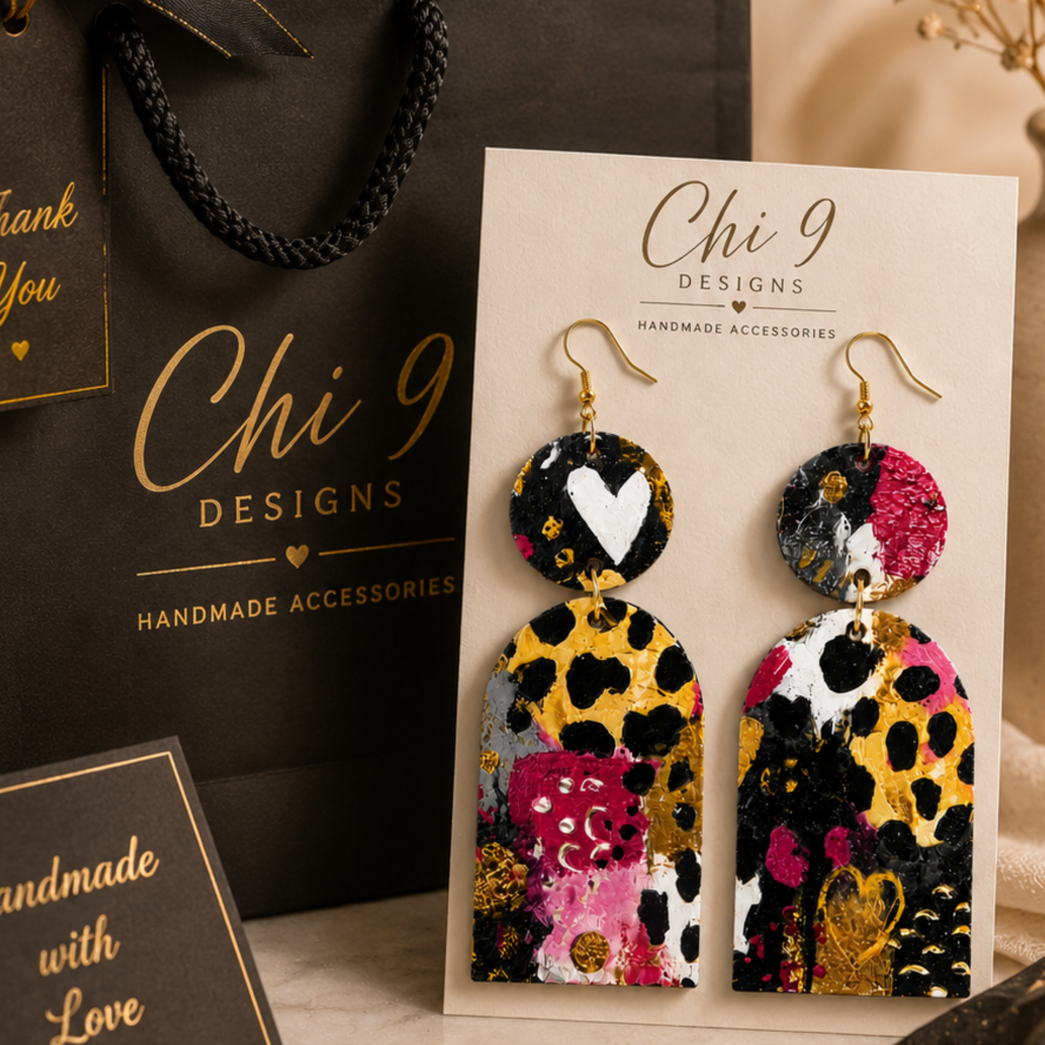 Gift-ready handmade wood statement earrings with premium jewelry packaging.
