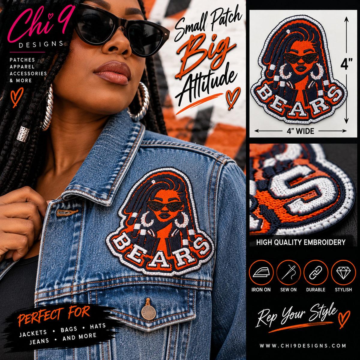 Bears Girl Embroidered Patch – 4 Inch