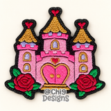 Pink Princess Castle Embroidered Patch – Hearts & Roses