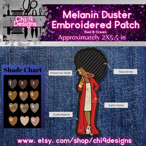 Melanin Duster Embroidered Patch with Red and Cream Clothes